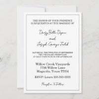 Elegant Black & White Wedding Invitation
