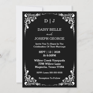 Elegant Black & White Wedding Invitation