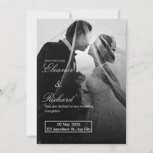 Elegant Black & White Wedding Invitation