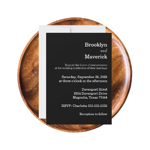 Elegant Black & White Wedding Invitation