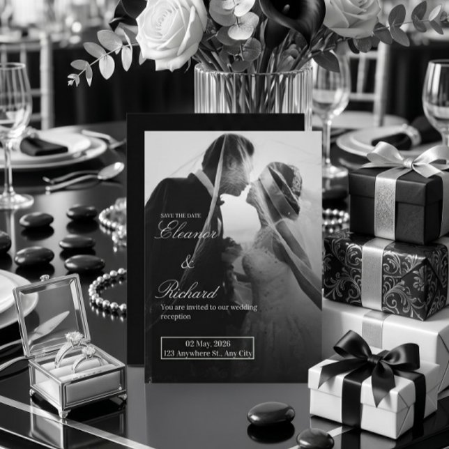 Elegant Black & White Wedding Invitation  (Creator Uploaded)