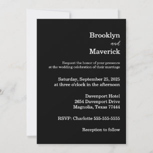 Elegant Black & White Wedding Invitation