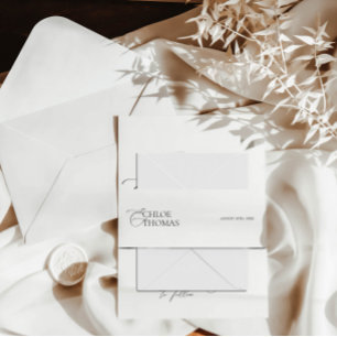 Elegant Black & White Wedding Invitation Belly Band