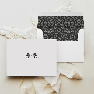 Elegant Black &  White Wedding Invitation Envelope