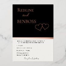 Elegant Black & white Wedding Invitation Rose Gold