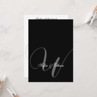 Elegant Black White Wedding Monogram Invitation