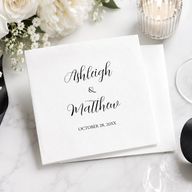 Elegant Black White Wedding Napkins (Creator Uploaded)