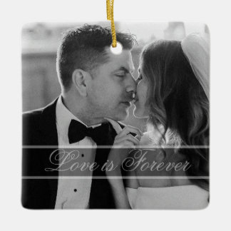 Elegant Black White Wedding Photo Keepsake Ceramic Ornament