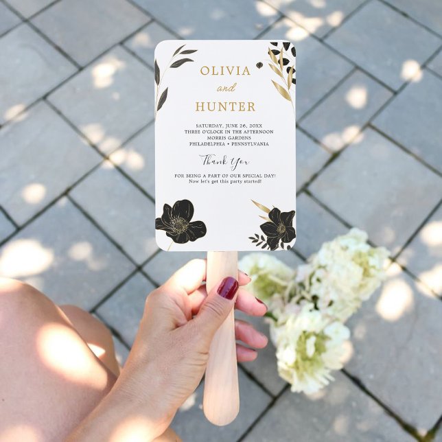 Elegant Black, White Wedding Photo Program Fans  (Elegant Black, White Wedding Photo Program Fans)
