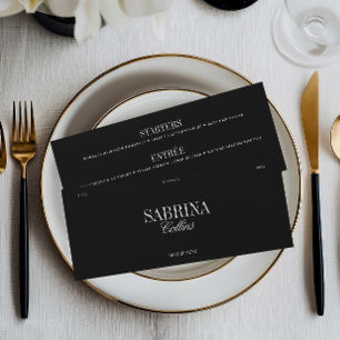 Elegant Black & White Wedding Place Card & Menu
