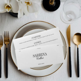 Elegant Black & White Wedding Place Card & Menu