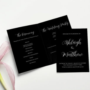 Elegant Black & White Wedding Programme