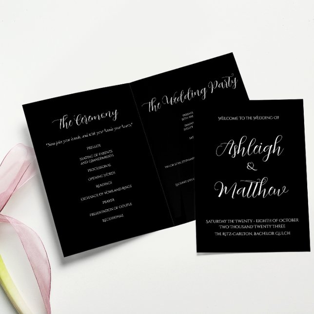 Elegant Black & White Wedding Programme (Creator Uploaded)