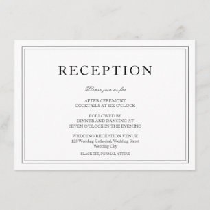 Elegant Black & White Wedding Reception Enclosure Card