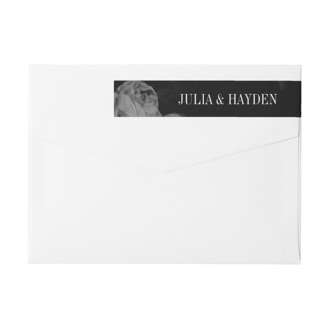 Elegant Black & White Wedding Return Address Label (Back)