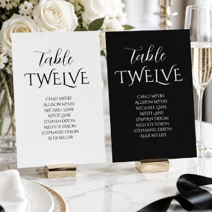 Elegant Black White Wedding Seating Chart Card