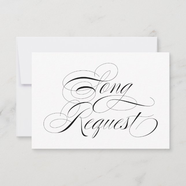Elegant Black & White Wedding Song Request Card (Front)
