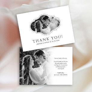 Elegant Black & White Wedding Thank You Card