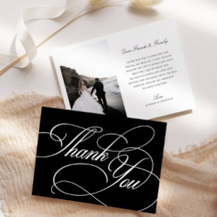 Elegant Black & White Wedding Thank You Card