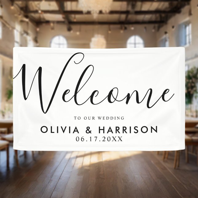 Elegant Black White Wedding Welcome Banner (Creator Uploaded)