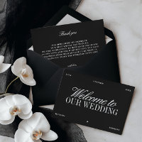 Elegant Black & White Wedding Welcome Card