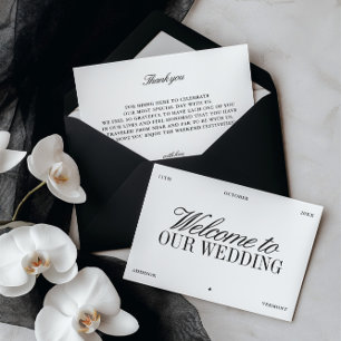Elegant Black & White Wedding Welcome Card