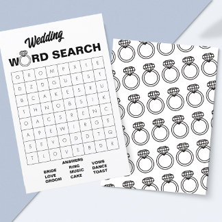 Elegant Black & White Wedding Word Search Game