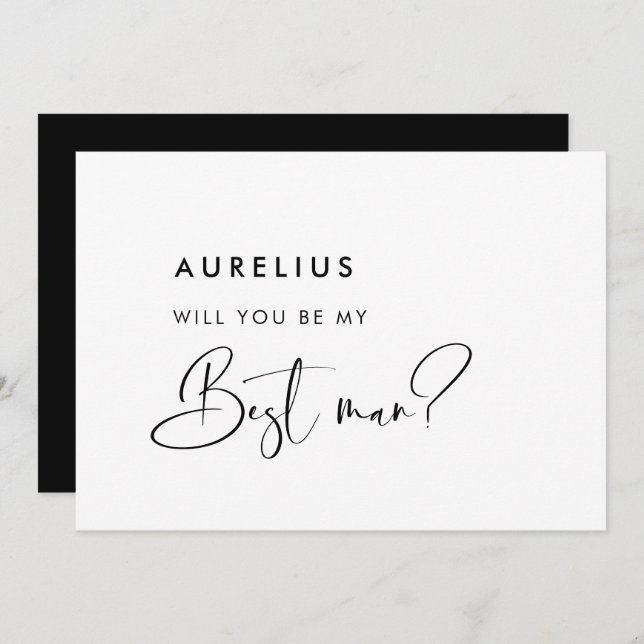 Elegant black & white Will you be my best man card (Front/Back)