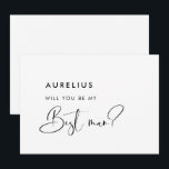 Elegant black & white Will you be my best man card<br><div class="desc">A modern typography and a classic black and white theme for your wedding stationery: choose this simple and elegant wedding suite. Fully customisable: you can change the background as well as the text colour as you like.</div>