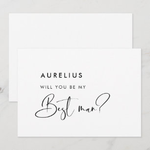 Elegant black & white Will you be my best man card