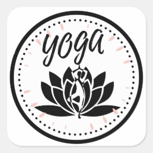 Elegant Black & White Yoga Sticker   Lotus Flower 