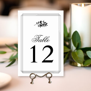 Elegant black, whitebranch triple border wedding table number