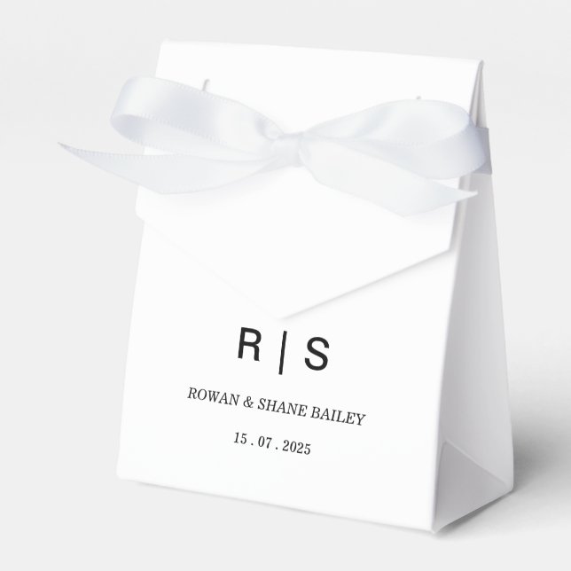 Elegant Black & WhiteMonogram Wedding Favour Box (Front Side)