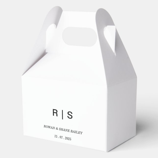 Elegant Black & WhiteMonogram Wedding Favour Box (Front)