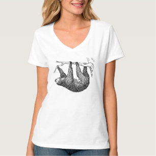 Elegant black wild animal print for her white T-Shirt
