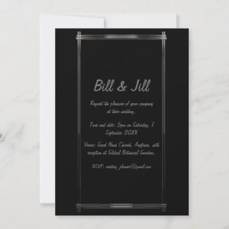 Elegant Black With Chrome Deco Border Wedding Invitation