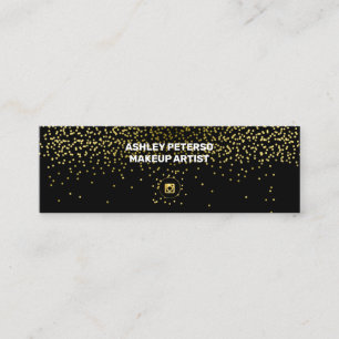 Elegant black with gold glitter mini business card