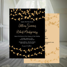 Elegant Black with Gold Leaves Wedding