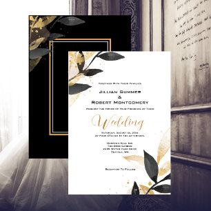 Elegant Black With Gold Wedding Invitation