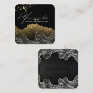 elegant black with musical notes square business card