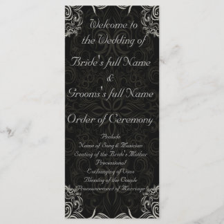 Elegant Black with White Swirls Wedding Programme