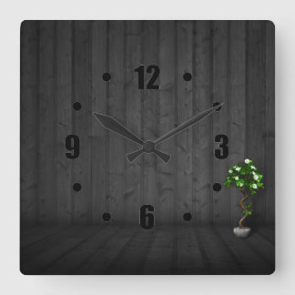 Elegant Black Wood Design Square Wall Clocks