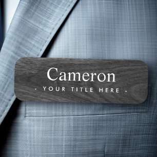 Elegant black wood grain look first name title tag