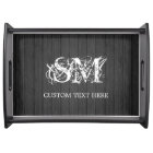 Elegant Black Wood Look with White Monogram Text