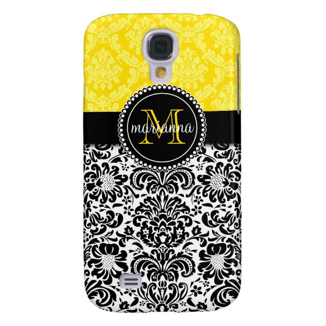 Elegant Black Yellow Damask Personalised Case-Mate Samsung Galaxy Case (Back)