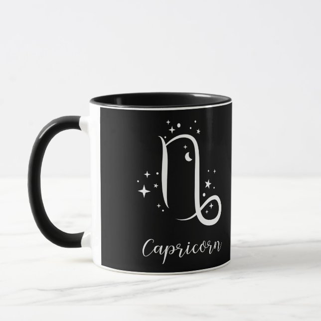 Elegant Black Zodiac sign Mug (Left)