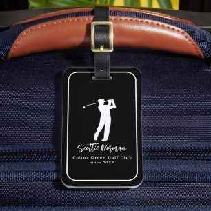 Elegant BlackandWhite Golfer Tag with Name