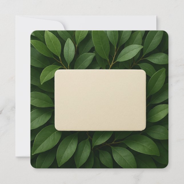 elegant blank card features a stunning 3D leaves  (Front)
