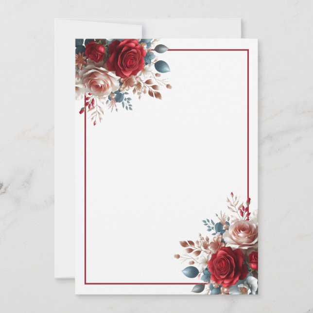 Elegant Blank Floral Wedding  Invitation (Front)