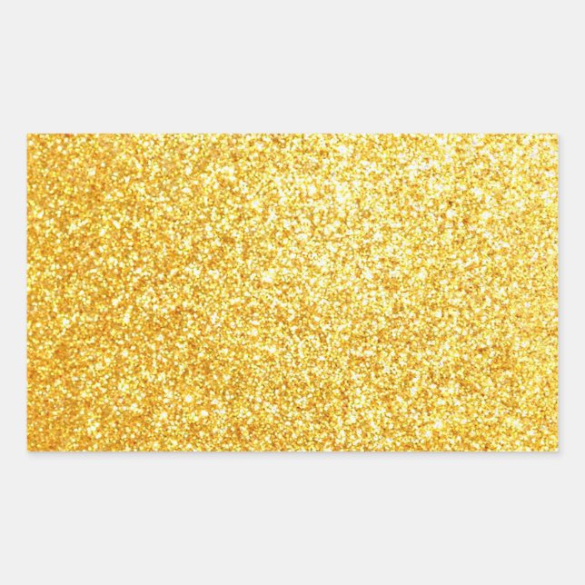 Elegant Blank Gold Glitter Template Trendy Glamour Rectangular Sticker (Front)